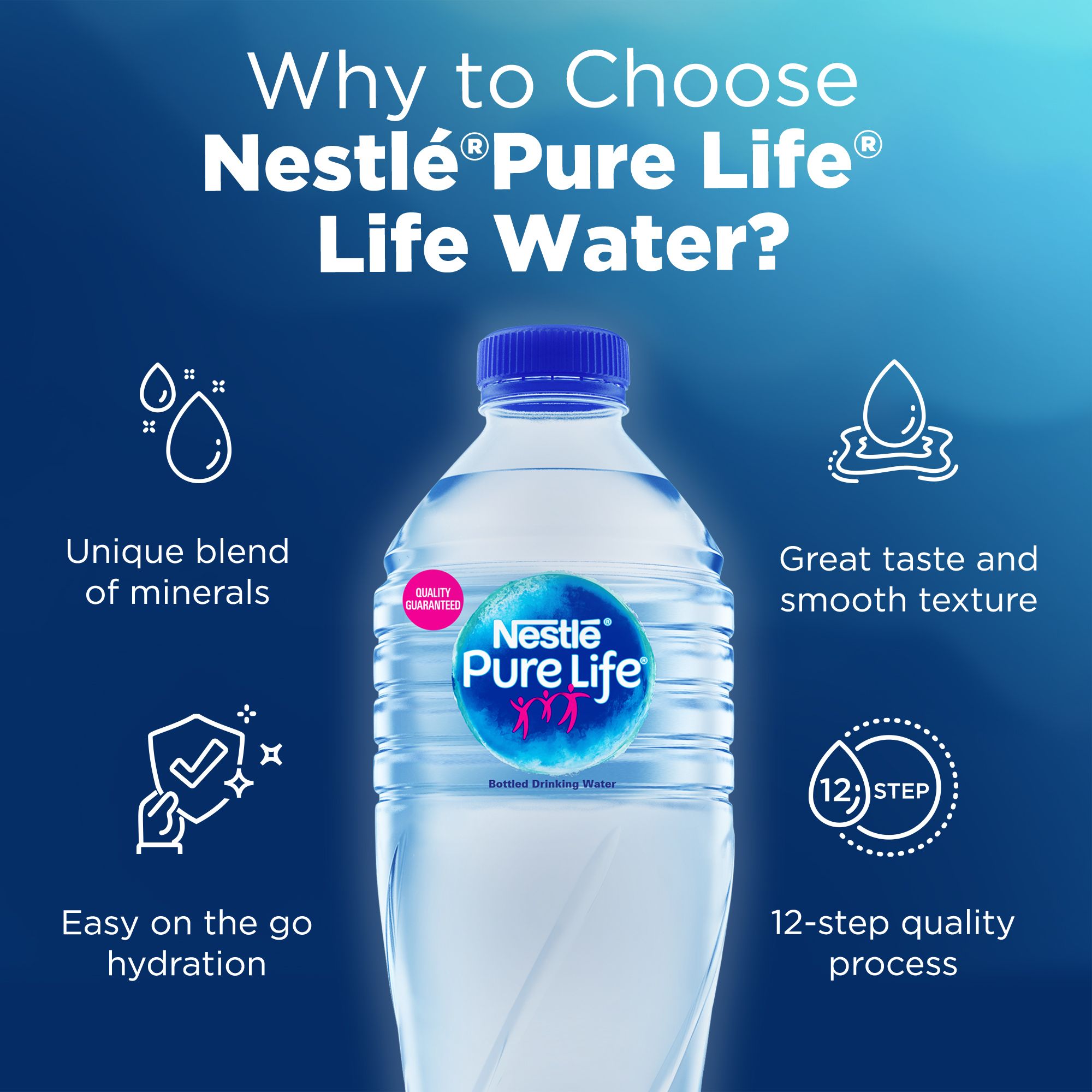 Nestlé Pure Life Low Sodium Bottled Drinking Water 12x600ml