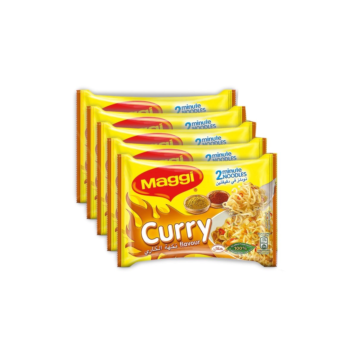 Maggi 2 Minute Curry Flavour Noodles - 5 Packs of 79g each - Tulsidas